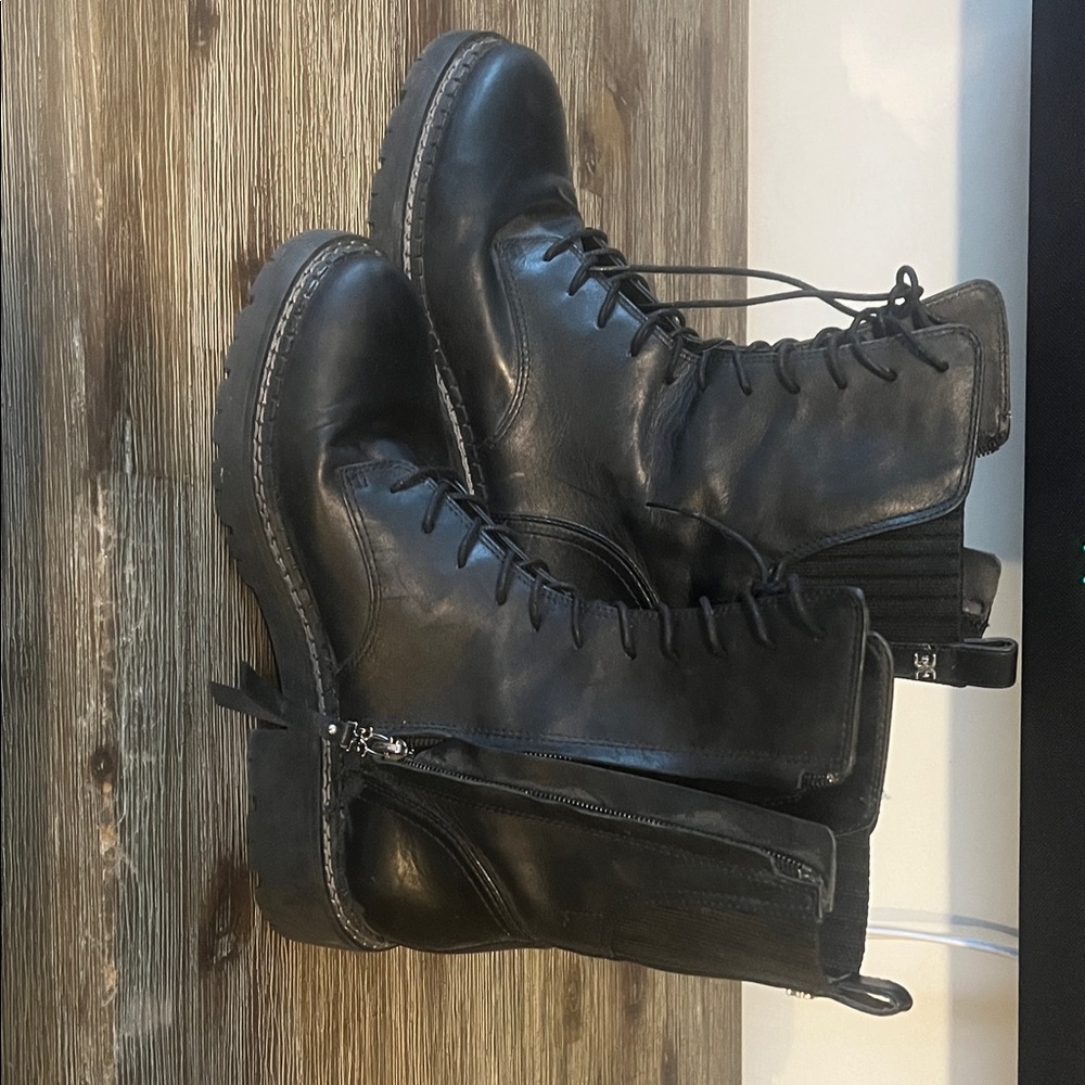 Sam Edelman Black Leather Combat Boots